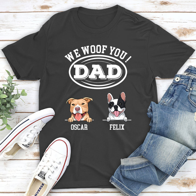 Woof You, Dad - Personalized Custom Premium T-shirt