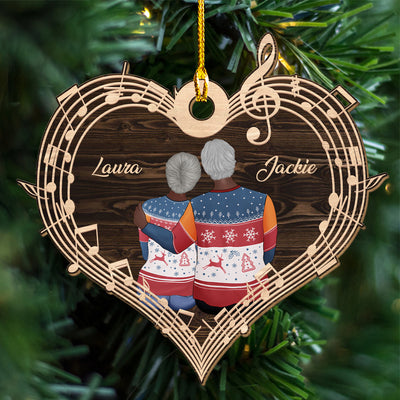 Music Heart - Personalized Custom 1-layered Wood Ornament