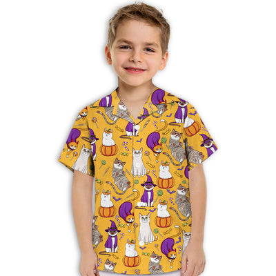 Cat Halloween - Kids Button-up Shirt