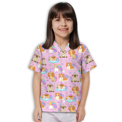 Dog And Unicorn - Kids Button-up Shirt
