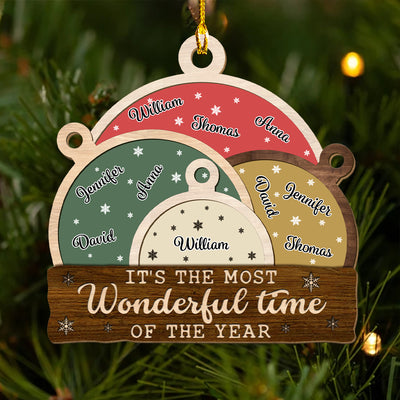 Baubles Family - Personalized Custom 1-layered Wood Ornament