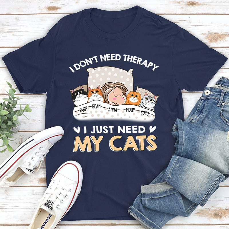 Cats Are My Therapy - Personalized Custom Unisex T-shirt