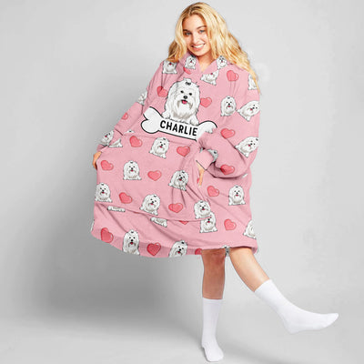 Heart Dog - Personalized Custom Blanket Hoodie