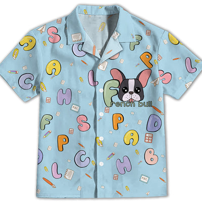 French Bull And Alphabet - Kids Button-up Shirt
