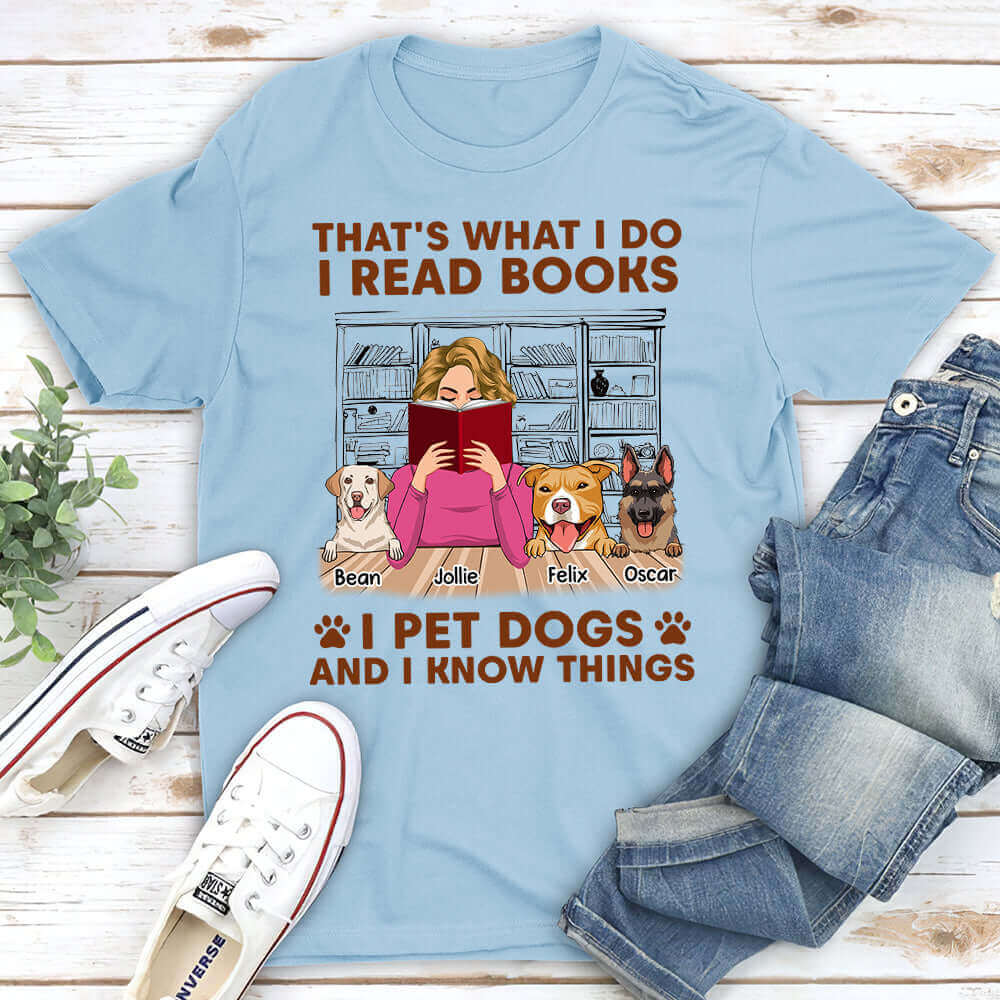 I Read Book And Pet Dog Personalized Dogs Lover Custom Unisex T-shirt