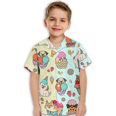 Dog And Ice Cream 2 - Kids Button-up Shirt