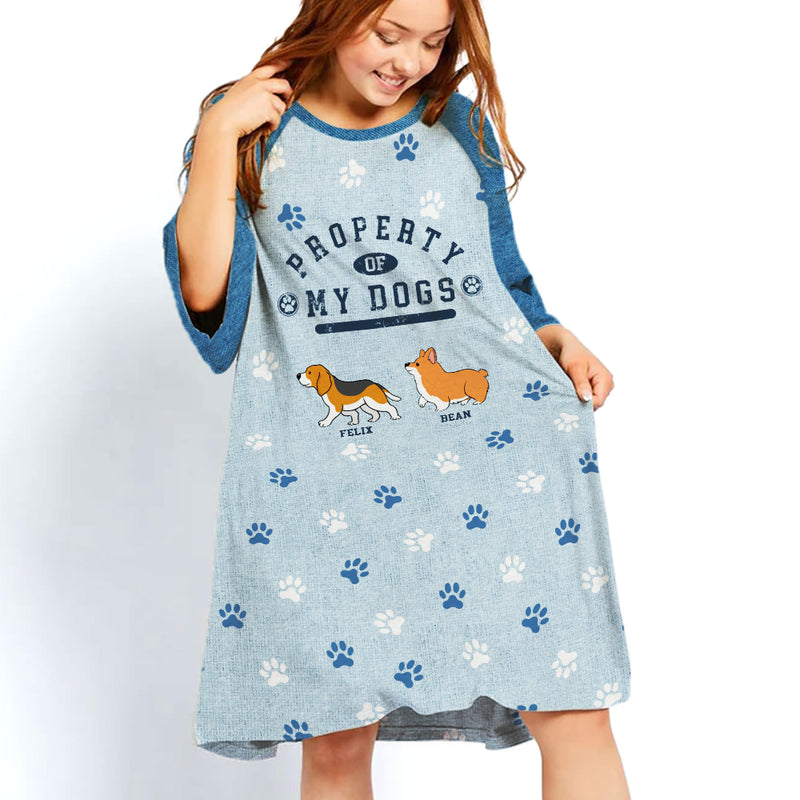 Dog Property Blue - Personalized Custom 3/4 Sleeve Dress