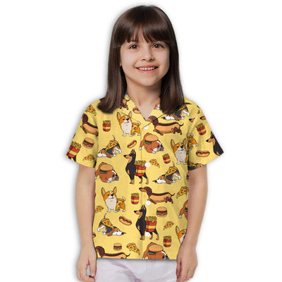 Dog And Fast Food - Kids Button-up Shirt