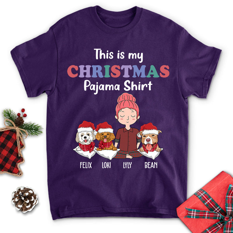 Dog Christmas Pajama Shirt - Personalized Custom Unisex T-shirt