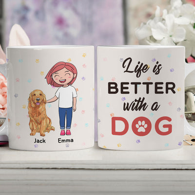 Better Life With Dog - Personalized Custom Coffee Mug