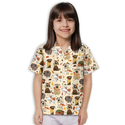Dog And Autumn - Kids Button-up Shirt
