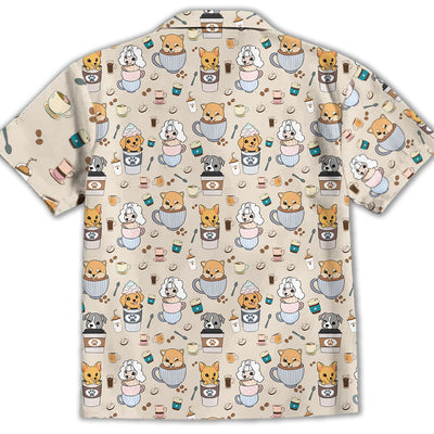 Dog And Cafe - Kids Button-up Shirt