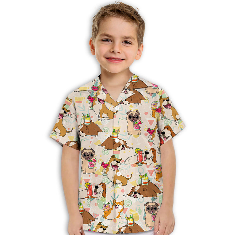 Dog And Cocktail - Kids Button-up Shirt