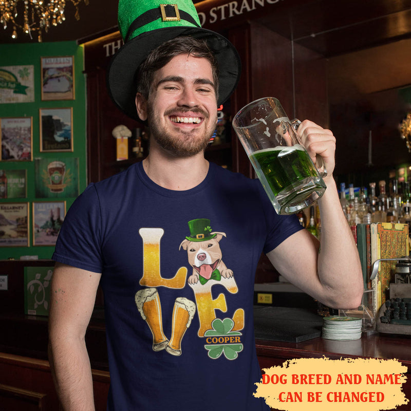 Beer Love Dog - Personalized Custom Unisex T-shirt - St. Patrick&