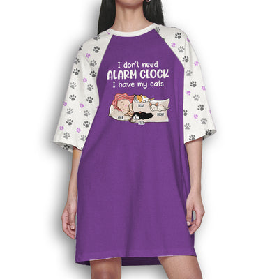 Cat Alarm Clock - Personalized Custom 3/4 Sleeve Dress