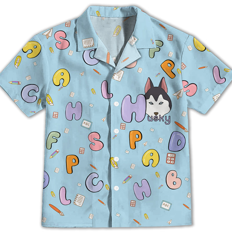 Husky And Alphabet - Kids Button-up Shirt