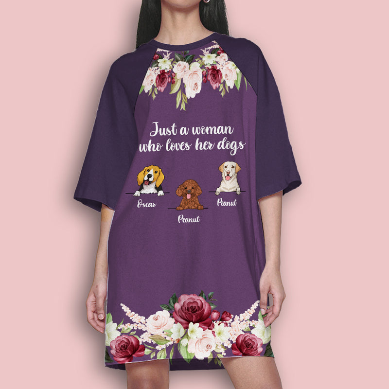 Floral Dog Mom - Personalized Custom 3/4 Sleeve Dress
