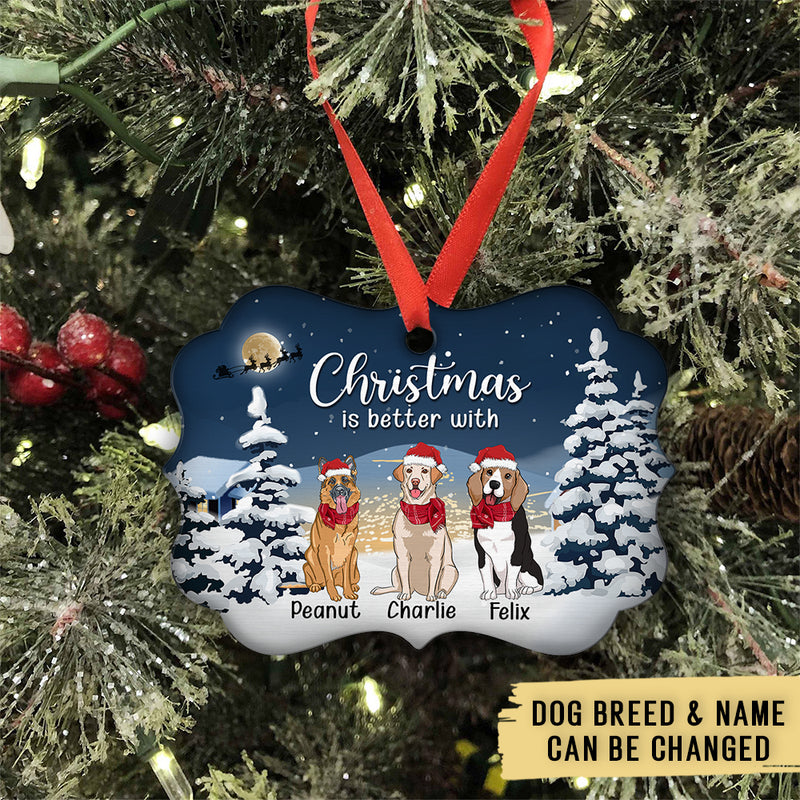 Better Christmas With Dog - Personalized Custom Aluminum Ornament