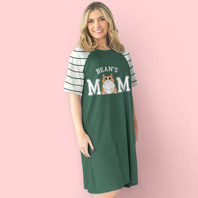 Cat Mom Basic Striped - Personalized Custom 3/4 Sleeve Dress