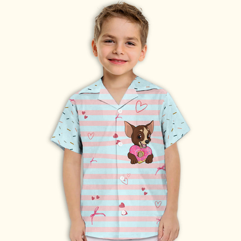Chihuahua And Donut - Kids Button-up Shirt