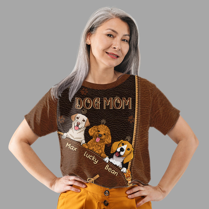 Dog Mom Zipper - Personalized Custom All-over-print T-shirt