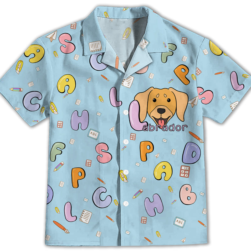Labrador And Alphabet - Kids Button-up Shirt