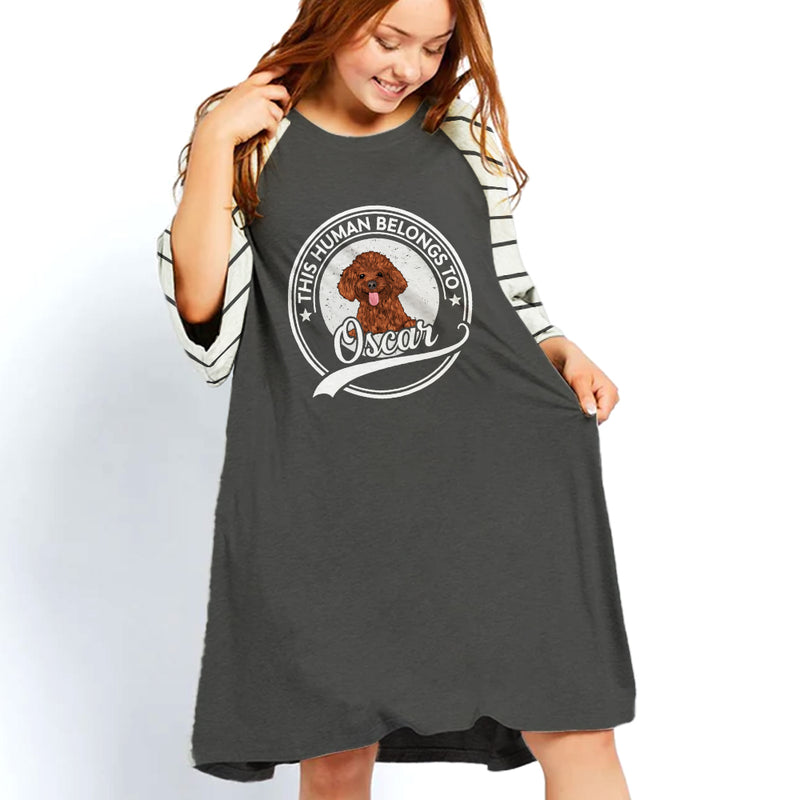 Human Belongs Stripped - Personalized Custom 3/4 Sleeve Dress