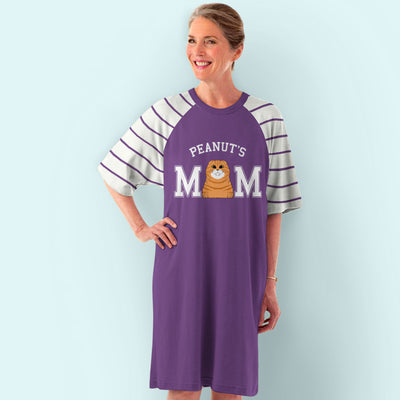 Cat Mom Basic Striped - Personalized Custom 3/4 Sleeve Dress