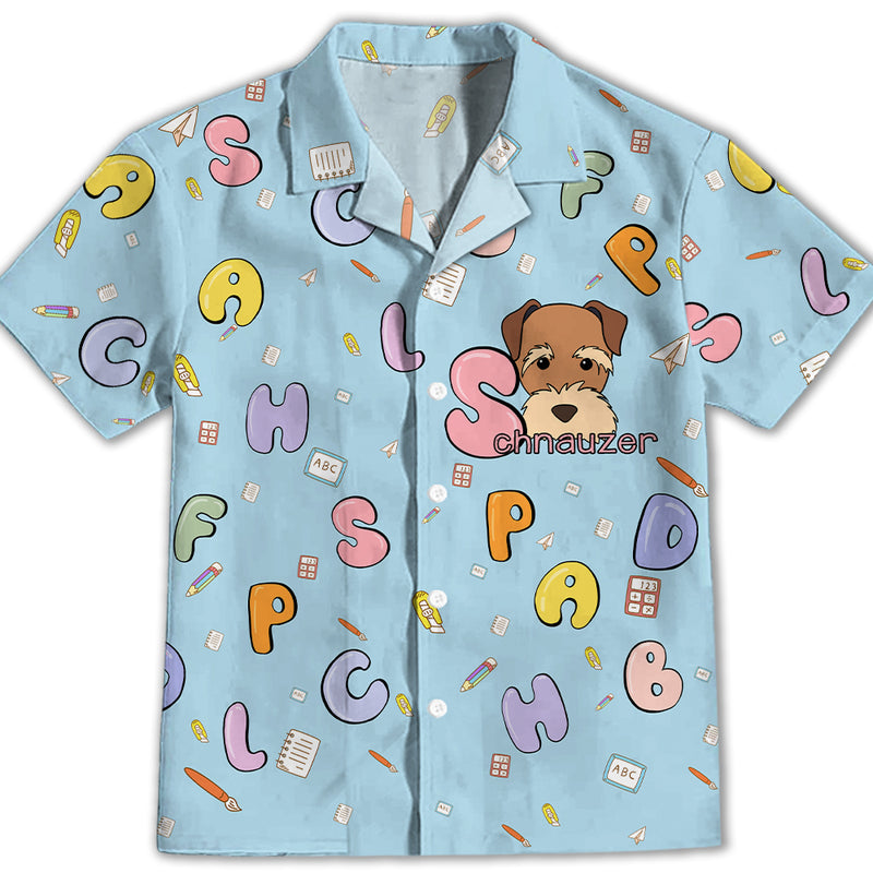 Schnauzer And Alphabet - Kids Button-up Shirt