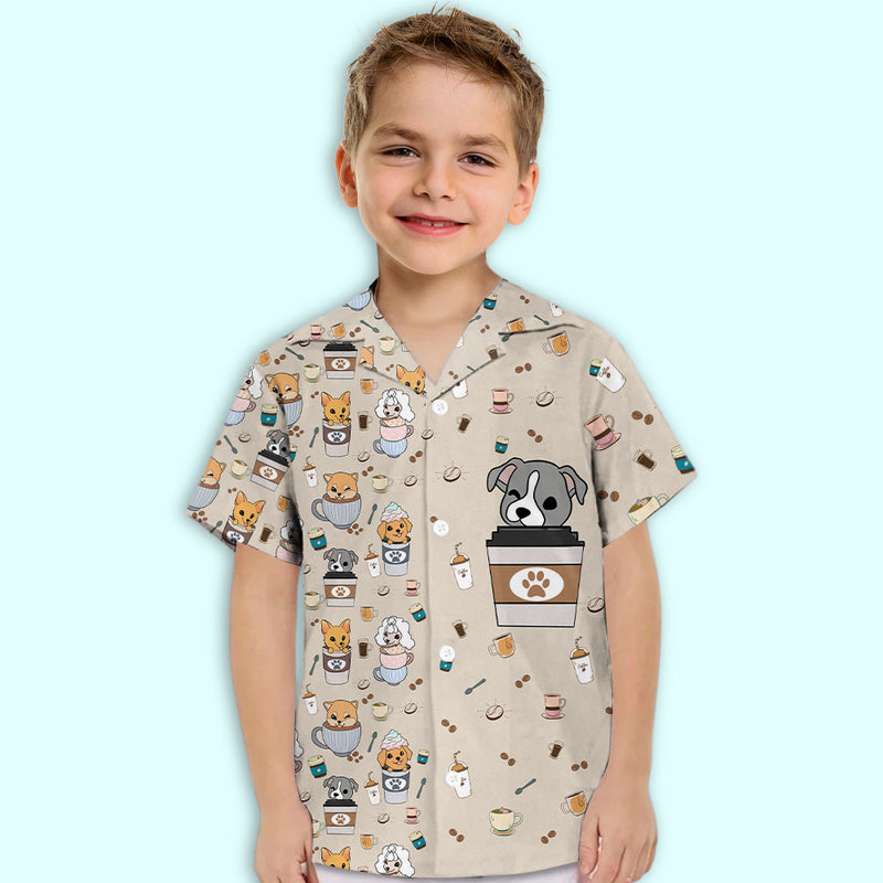 Dog And Cafe 4 - Kids Button-up Shirt