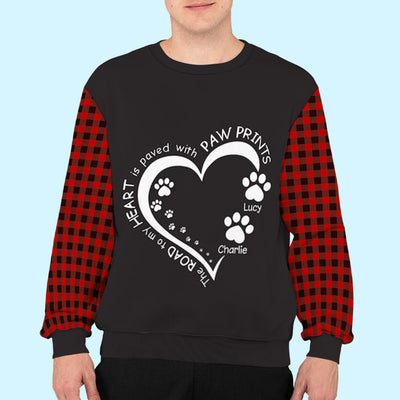 My Heart With Paw Prints - Personalized Custom All-Over-Print Sweatshirt