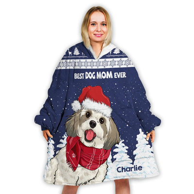 Best Dog Mom - Personalized Custom Blanket Hoodie