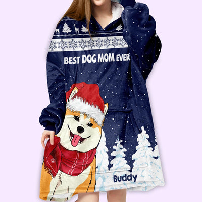 Best Dog Mom - Personalized Custom Blanket Hoodie