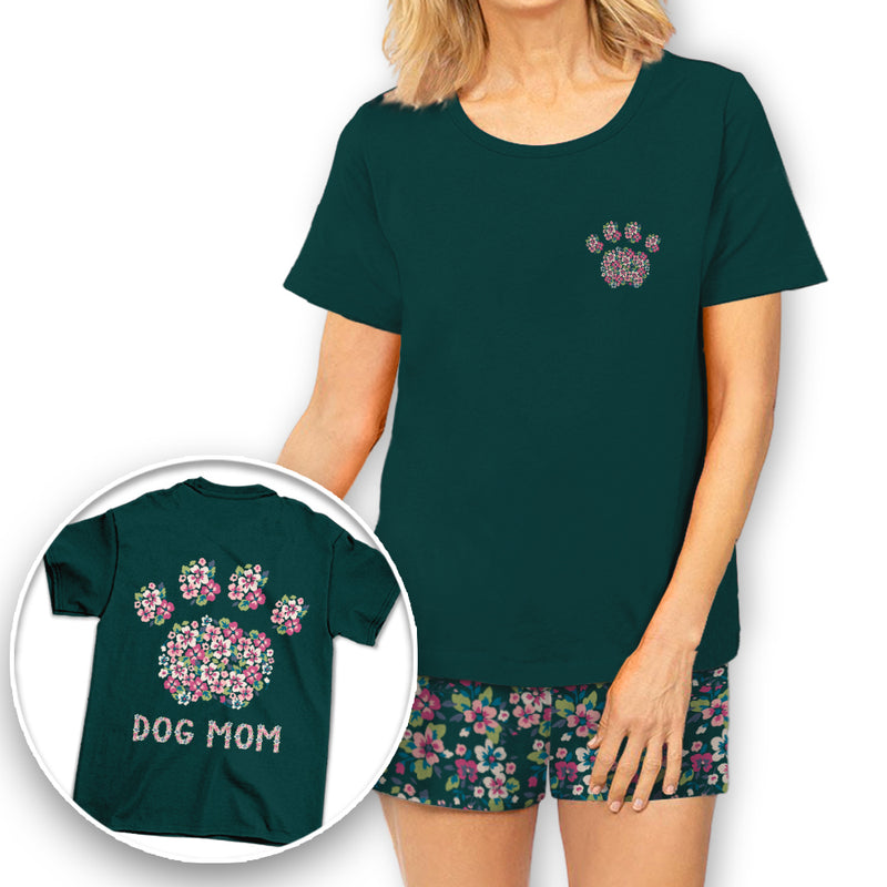 Floral Dog Paw Forest - Short Pajama Set