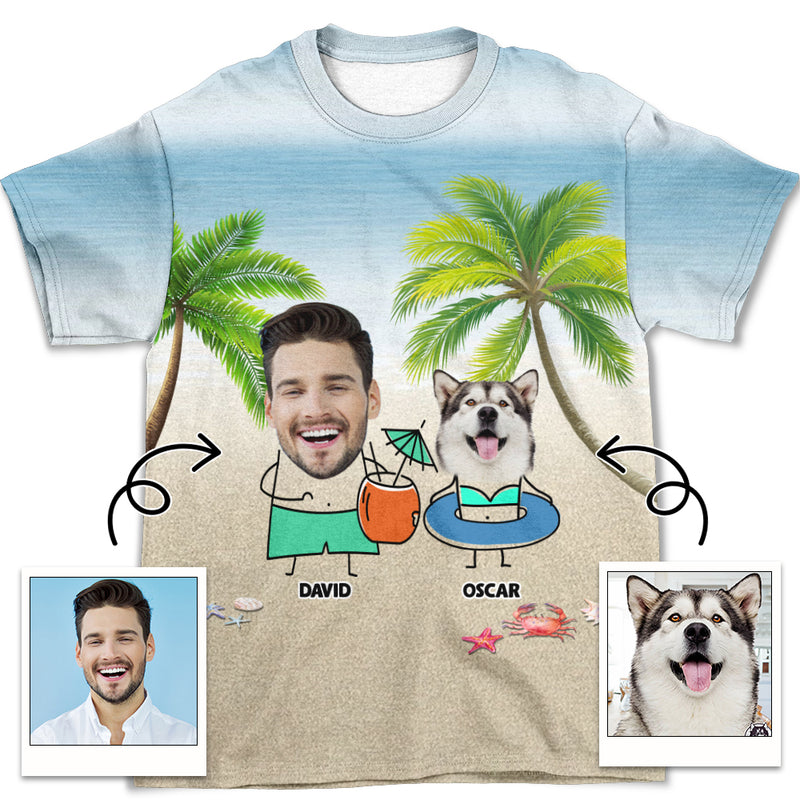 Dad And Fur Baby - Personalized Custom Photo All-over-print T-shirt