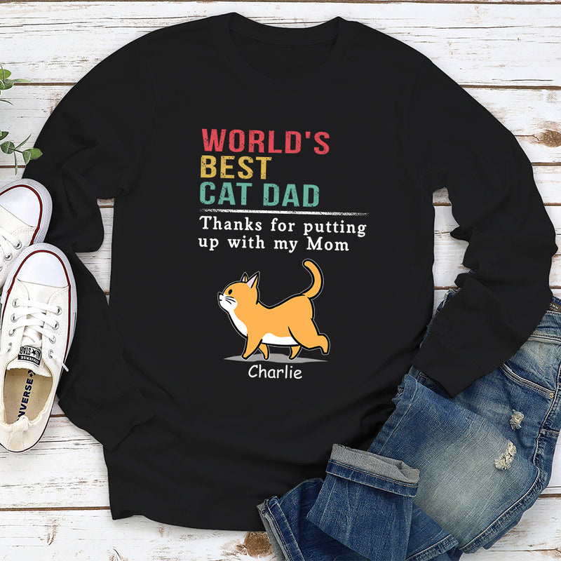 Cat Putting Up With Mom - Personalized Custom Long Sleeve T-shirt