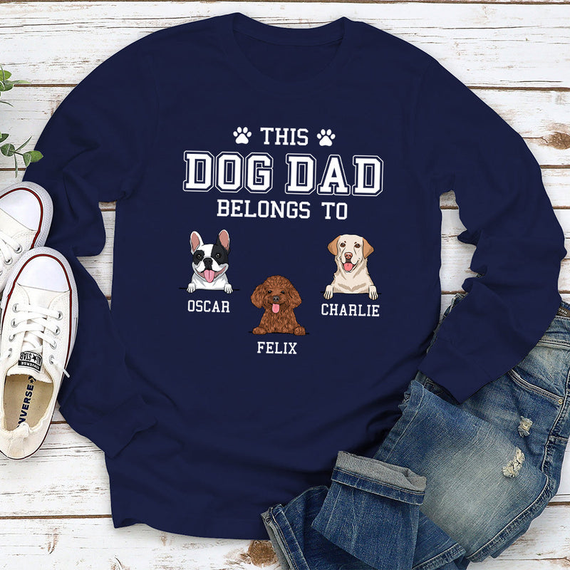Dog Dad/Mom Belongs Basic - Personalized Custom Long Sleeve T-shirt