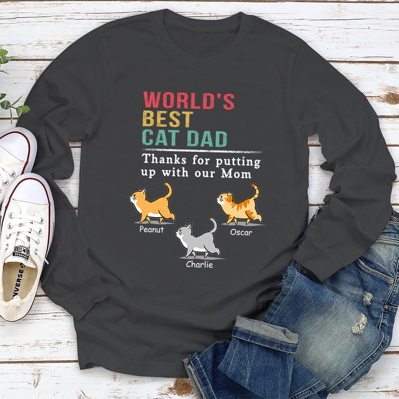 Cat Putting Up With Mom - Personalized Custom Long Sleeve T-shirt
