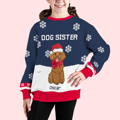 Winter Dog Brother Sister - Personalized Custom Kids All-Over-Print Sweatshirt