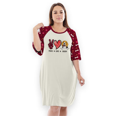 Peace Dog Pattern  - Personalized Custom 3/4 Sleeve Dress