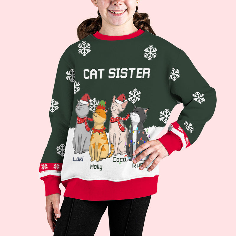 Cat Chilling - Personalized Custom Kids All-Over-Print Sweatshirt
