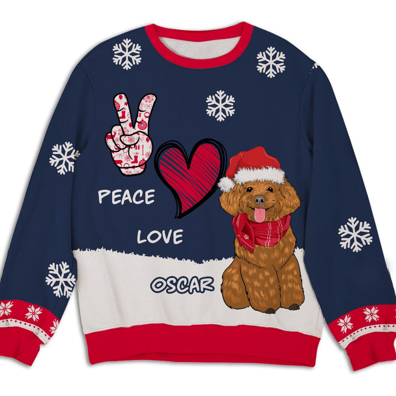 Peace Love Dog - Personalized Custom All-Over-Print Sweatshirt