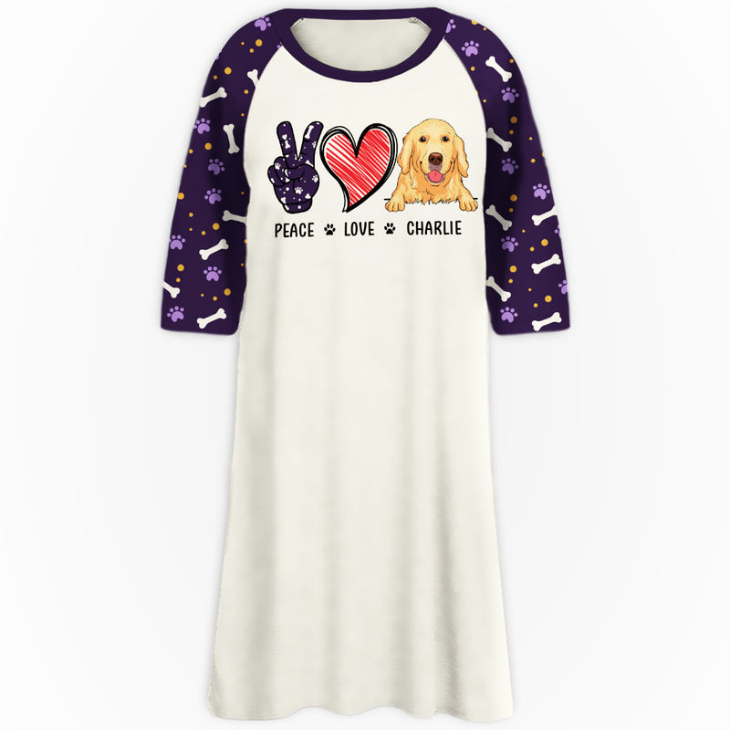Peace Dog Pattern  - Personalized Custom 3/4 Sleeve Dress