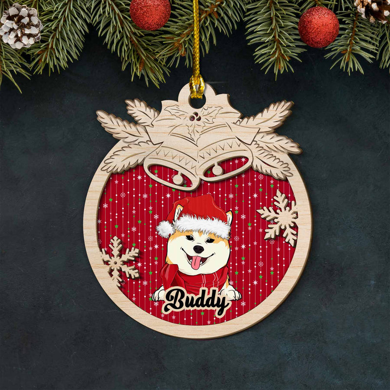 Jingle Bells Dog - Personalized Custom 2-layered Wood Ornament