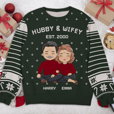 Hubby Wifey - Personalized Custom All-Over-Print Sweatshirt