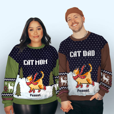 Cat Winter Night - Personalized Custom All-Over-Print Sweatshirt