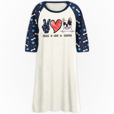 Peace Dog Pattern  - Personalized Custom 3/4 Sleeve Dress