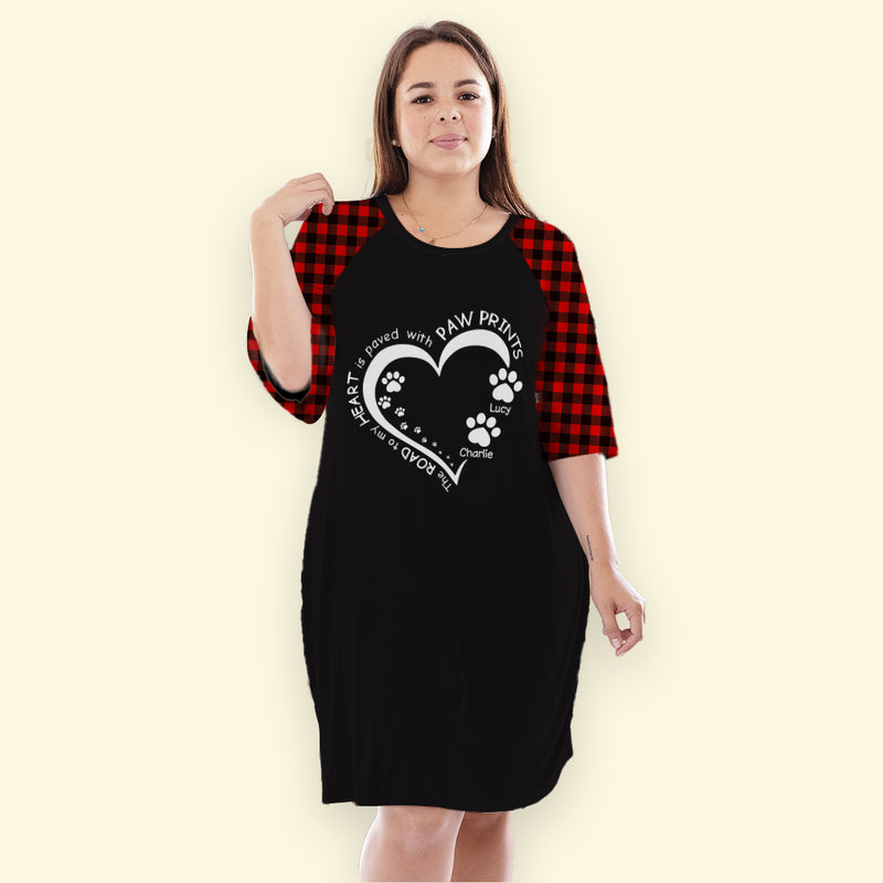 My Heart With Paw Prints - Personalized Custom Dress