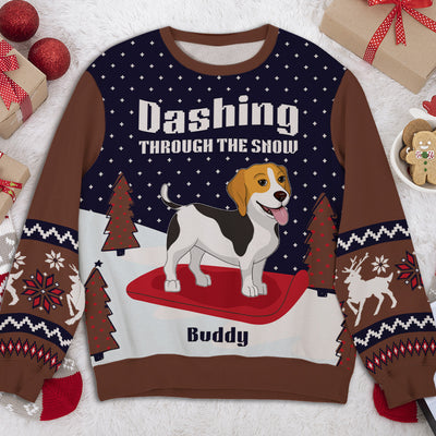 Dashing Through The Snow - Personalized Custom All-Over-Print Sweatshirt