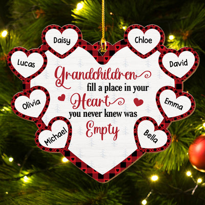 Grandchilds Make My Heart - Personalized Custom 1-layered Wood Ornament